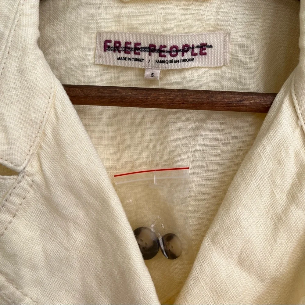 Free People Crossover Back Bennie Linen Double Breasted Blazer Butter Yellow